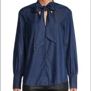 Kate Spade New York  Tie Neck Denim Shirt